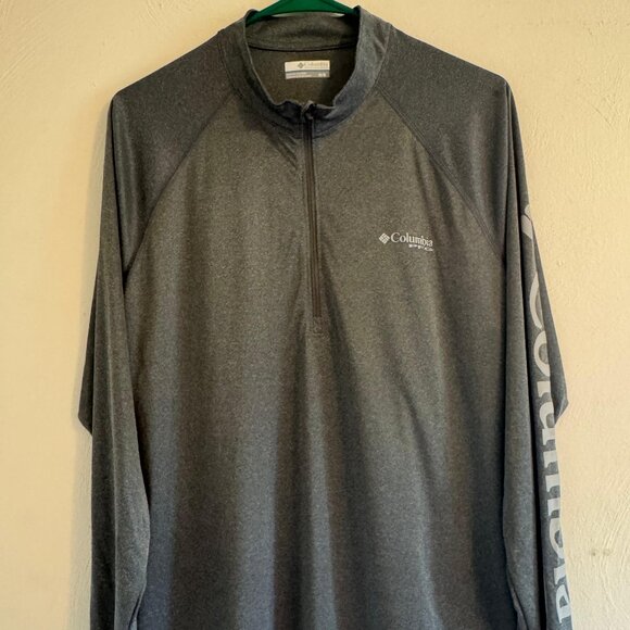 Columbia Sportswear PFG Omni-shade 1/4 Zip Long Sleeve Pullover Men M Gray Logo - Picture 1 of 5